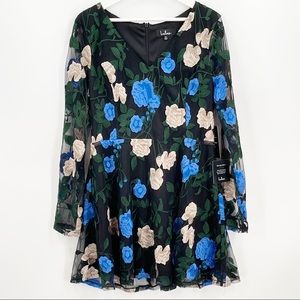 Lulus floral embroidered overlay midi dress